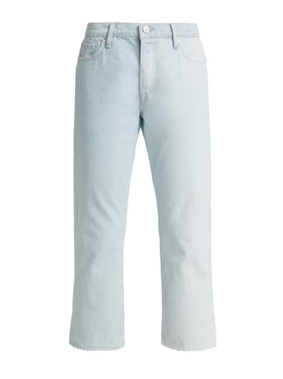 FRAME like new split screen light wash denim Le Slouch straight cropped jeans